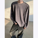 Autumn Long Sleeved T-shirt Men Fashion White Casual Pullover T Shirt Men Streetwear Korean Loose Round Neck T Shirt Mens Top