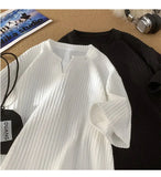 Fashionable High-end V-neck Short-sleeved T-shirt Men's Korean Style Summer Fashion Handsome Clothes Loose Versatile Top Chic