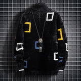 Winter American Men and Women Trendy High Collar Sweater Couple High Street Personalized Simple Knitted Base Sweater y2k