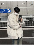Korean Spring and Autumn High Street Men and Women Trendy Personalized Fake Two Piece Jacket Couple Loose Retro Casual Handsome