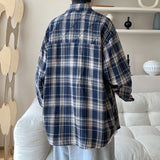 2025 Spring New Casual Plaid shirt Men's Loose Streetwear Long-sleeved Shirt Retro Shirts Men Classic American style shirt