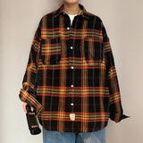 Autumn Oversized Long Sleeved Shirt Men Fashion Retro Plaid Shirt Men Streetwear Korean Loose Casual Shirts Mens Large Size 5XL