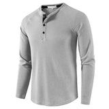 Autumn And Winter New Men's T-shirt Europe And The United States Men's Solid Color Long Sleeve Undershirt Henry Shirt Men