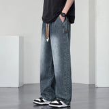 Summer Lyocell fabric Wide Leg Washing Jean Flap Pockets Lightweight Cargo Pants Men Street Trousers Loose Casual Thin Pant Big