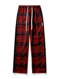 Men's Fashion Plaid Casual Pants Baggy Straight High Street Trousers Elastic Waist Drawstring Classic Male Clothing Trendy Brand
