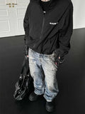 Men and women Spring Festival hip-hop trend straight leg personalized printed jeans couple American loose retro casual pants y2k