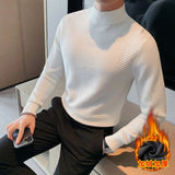 Male High End Fashion Knitted Pullover Sweater Men Half Turtle Neck Winter Woolen Casual Jumper Clothes