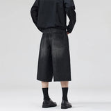 Oversized Baggy Men's Denim Shorts Summer Fashion Retro Casual Loose Wide-leg Calf-length Jeans Harajuku Y2K Streetwear