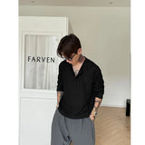 Spring Long Sleeved T-shirt Men Fashion Gray Black Casual T Shirt Men Streetwear Korean Loose Round Neck T Shirt Mens Top M-3XL