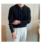 New British Leisure Men's Hooded Sweater Trendy Zip-up Preppy Style Slim-fit Long Sleeve Hoodies Casual Vintage Warmth Knitwear