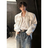 Men's Handsome Texture Jacket Spring New Korean Style Luxury Fashion Coat Pocket Design Trend Male Casual Jackets White/Black