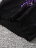 New Popular Spring and Autumn Bone-Shaped Butterfly Jacquard Pattern Pullover Sweater Casual Round Neck Contrast Color Knitted m