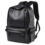 Classics Black Fashion Men PU Leather 15.6inch Laptop Backpack Waterproof Casual Travel Teen Boy School Bags Large Bookbag Male