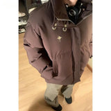 American Retro Texture Parkas Matte Stand Collar Bread Jacket Cotton Coat Korean Winter New Women Loose Padded Jacket