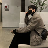 Autumn Suede Jackets Man Fashion Korean Style Jacket Lightweight Casual Turn-down Collar Zipper Tops Coats Slim Men Jackets