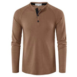 Autumn And Winter New Men's T-shirt Europe And The United States Men's Solid Color Long Sleeve Undershirt Henry Shirt Men