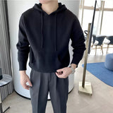 New Japanese Leisure Men's Hooded Sweater Trendy Harajuku Preppy Style Long Sleeve Hoodies Autumn Casual Vintage Warmth Knitwear