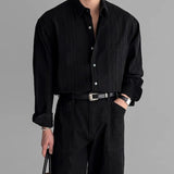 New Men Luxury Korean Style Shirts Casual Long Sleeve Drapped Solid Color Button-down Cardigan Fashion Business Leisure Blouse