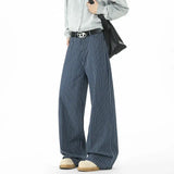 Blue Striped Jeans Men Fashion Casual Baggy Straight Jeans Men Streetwear Korean Loose Wide Leg Jeans Mens Denim Trousers S-3XL