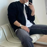 Autumn Winter New Mens Simple Sweater Cardigan American Street Fashion Round Neck Zipper Solid Color Warm Knitted Sweater Jacket