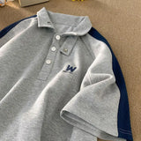 2025 new men and women summer American trend personalized polo short sleeved couple loose retro Harajuku casual T-shirt top y2k