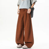 Oversized Corduroy Pants Men Fashion Black Casual Wide Leg Pants Men Streetwear Korean Loose Corduroy Suit Pants Mens Trousers