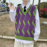 Wool Men Vest Luxury Golf Sweater Brand Patchwork New Spring Clothing Streetwear Fashion Casual Women Knitted Vest Sweater