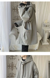 Hooded Trench Men Baggy Zip-up Overcoat Fashion Ulzzang Handsome Daily Pockets Mature Streetwear Personality Spring Autumn Soft