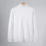 New Korean Fashion Men Sweater Light Luxury Trendy Turtleneck Knit Solid Color Pullover Leisure Retro Long Sleeve Basic Knitwear