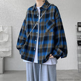 Long Sleeve Plaid Shirts Men Autumn Casual Loose Harajuku Vintage High Street Daily All-match Gentleman Camisa Plus Size 5XL-M