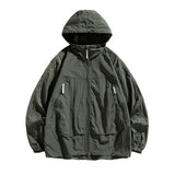 UPF50+Men's Hooded Windbreaker Sunscreen Jacket - Ultra Light Summer Zipper Pocket Elastic Cuffs  Suitable for Outdoor Hiking