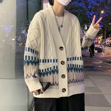 Colorful Cardigan Men Fashion British Style Traditional All-match Comfortable Baggy Twisted Knitwear Chic Advanced Long Sleeve