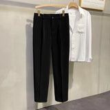 Plus Big Size Draped Trousers for Men Brown Man Suits Pants Fluid Korean Style Clothes Anti-wrinkle Chinese Homme Spring Fabric