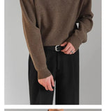 Korean Fashion Men Sweater Light Luxury Trendy Mock Neck Knitted Solid Color Pullover Premium Quality Long Sleeve Basic Knitwear