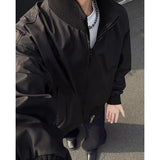 Men's Military Green Flight Jacket Spring Cleanfit American Fashion Cropped Baseball Coats Loose Stand-up Collar Outerwear M-3XL