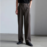 Men's Luxury Draped Baggy Suit Pants Casual Button-down Solid Color Straight Premium Elegant Dress Pants New
