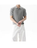 New Trendy Jacquarded Men Polo Shirt Light Luxury Casual Business Solid Color Knitted Short Sleeve T-shirt Fashion Stretchy Tops