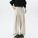 Beige Suit Pants Men Oversized Fashion Society Mens Black Dress Pants Korean Loose Wide Leg Pants Mens Office Formal Trousers