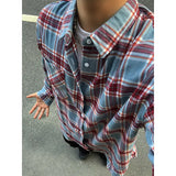 Spring Long Sleeved Shirt Men Oversized Retro Plaid Shirt Men Streetwear Korean Loose Casual Shirt Mens Vintage Shirts M-3XL