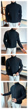 New Korean Retro Men Basic Sweater Luxury Knit Solid Color Turtleneck Long Sleeve Pullover Casual Textured High Quality Knitwear