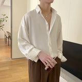 White Long Sleeved Shirt Men Oversized Fashion Social Mens Dress Shirt Korean Loose Ice Silk Shirt Mens Office Formal Shirts