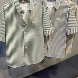 Elegant Fashion Harajuku Slim Fit Ropa Hombre Loose Casual Sport All Match Tops Square Neck Button Pockets Short Sleeve Blusa