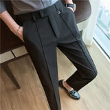Men Suit Pants Trousers Spring Elastic Waist Solid Slim Fit Dress Pants Office Business Casual High Quality Men's Clothing