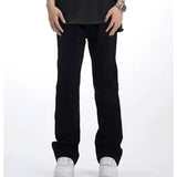 Man Solid Color Loose Fit Jeans Unisex Spring Summer New Pants American Casual Fashion Slimming Micro Flared Trousers Style