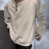 Men Sweatshirt Side Zip Casual Tshirt Autumn Streetwear Fashion Trend Youth All-Match Daily Long-Sleeved Top Male Men'S Clothing