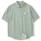 Elegant Fashion Harajuku Slim Fit Ropa Hombre Loose Casual Sport All Match Tops Square Neck Button Pockets Short Sleeve Blusa