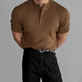 Summer Short Sleeved T-shirt Men Slim Fit Fashion Casual White T Shirt Men Streetwear Korean Black Button T Shirt Mens Top