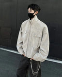 Street Zipper Jacket High-end Handsome Stand-up Collar Coat American 2025 Retro Handsome Work Jacket Loose Top Urban