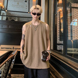 Men Ice Silk Hellow Sleeveless TShirts O-Neck Vest Summer Male Loose Casual Tank Tops Fashion Oversized Singlets Male Clothing