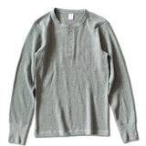 315g Heavy American Retro Khaki Sweater Shirt Waffle Cotton Henry Collar Long Sleeve T-shirt Men Cotton Slim Base Pullover Shirt